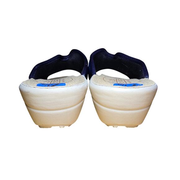 Fly Flot Italian Navy Wedge Slide Sandals Anatomic Mesh Womens 7.5 EU 38 - Picture 4 of 8